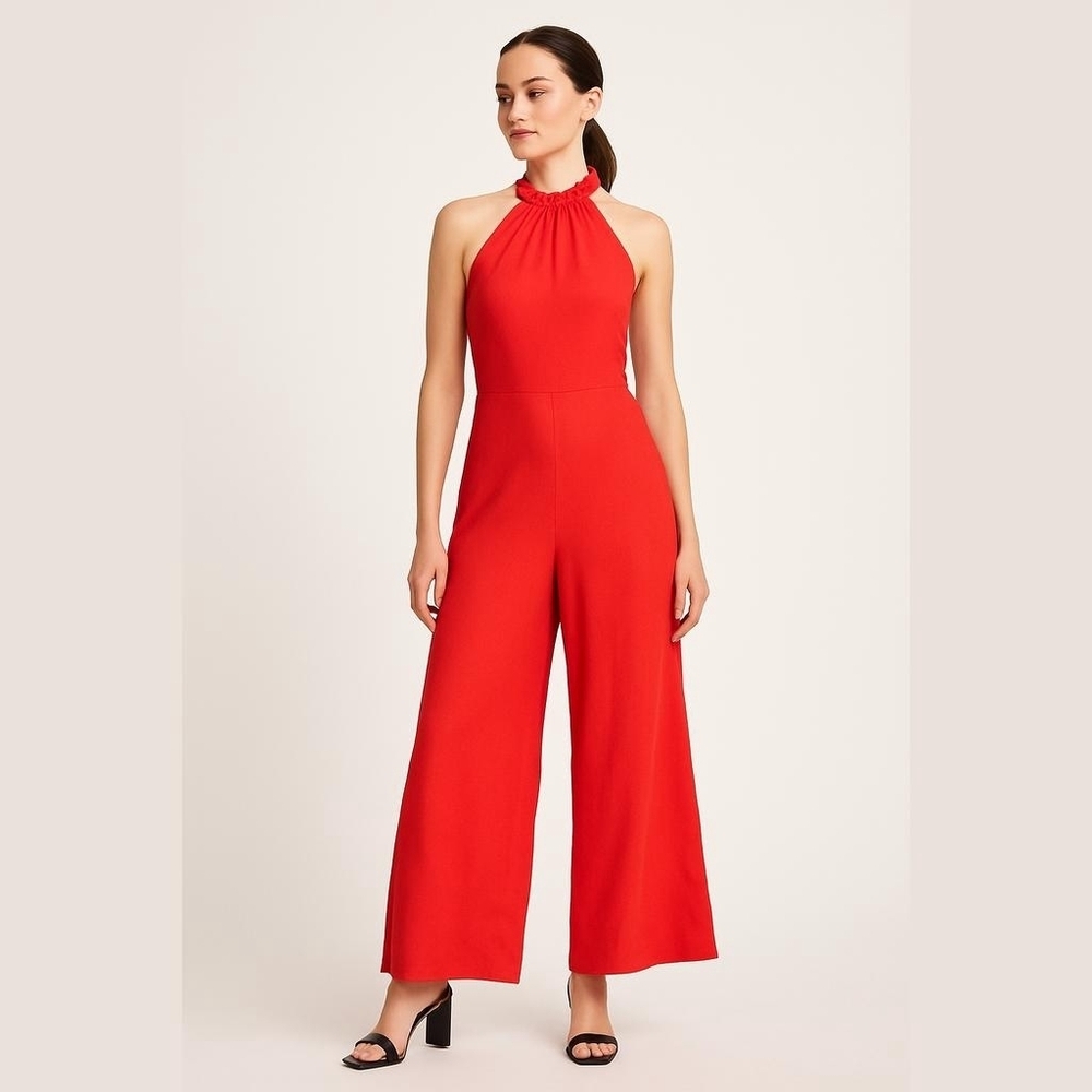 Donna Ricco High Neck Wide Leg Jumpsuit Sz 4